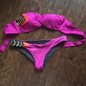 L Space Bikini Fuchsia Orange and Black Reversible L*Space Summer Swim